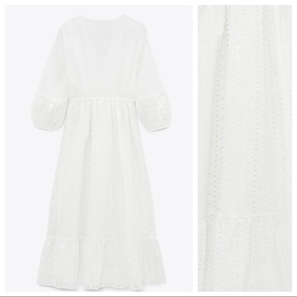 NWT. Zara Cutwork Embroidery Midi Dress. Size M. - Picture 4 of 9